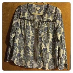 J. Crew Floral and Embroidered Top